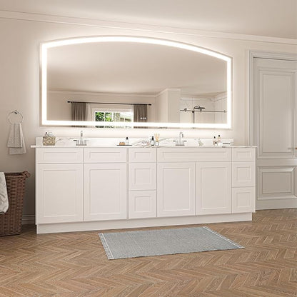 Hasipu 84" x 40" Arch LED Bathroom Mirror, Frontlit Wall-Mounted Vanity Mirror with Lights, Defogging, Smart Touch, Dimmable 3 Color Modes, Safety Shatterproof Glass Coating