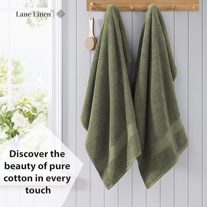LANE LINEN 100% Ring Spun Cotton Luxury Bath Sheet 2 Pcs (35"x66") - Fade Resistant, Highly Absorbent Extra Large Bath Sheet - Oversized Bath Towels for Adults - Remains Soft After Washing - Oil Green