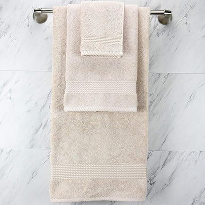 EastNBlue Lara Premium Bath Towel Set 6 Piece - Soft & Highly Absorbent Bathroom Towel Set, 100% Luxury Turkish Cotton, Flannel Bath Towels, 1 Bath Towel, 1 Hand Towel, 4 Washcloths - Beige