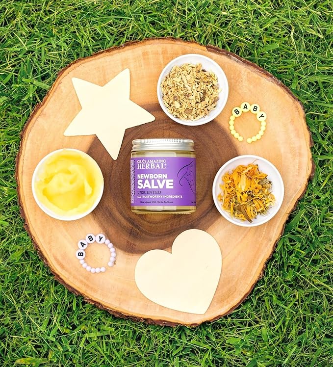 Ora's amazing Herbal, Newborn Salve, Diaper Rash Cream, Calendula Baby Balm, EWG Verified Baby Ointment, Acne Eczema, Butt Cream, Infant Massage, Natural Paraben Free, Good for Sensitive Skin 1 & 4 oz