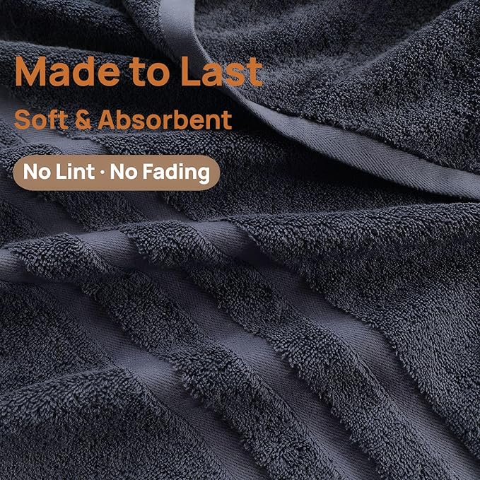 Cotton Bath Towel – Large 30x60 Inches, Soft, Thick & Absorbent Towel for Bathroom, Spa, or Home Use (Gray, 2 Pack – 30"x60")