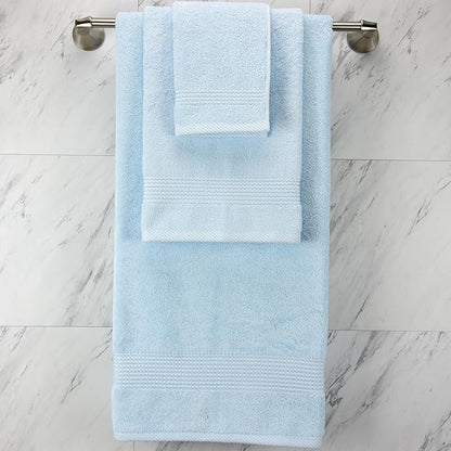 East'N Blue Lara Premium Bath Towel Set 6 Piece - Soft & Highly Absorbent Bathroom Towel Set, 100% Luxury Turkish Cotton, Flannel Bath Towels, 1 Bath Towel, 1 Hand Towel, 4 Washcloths - Ice Blue