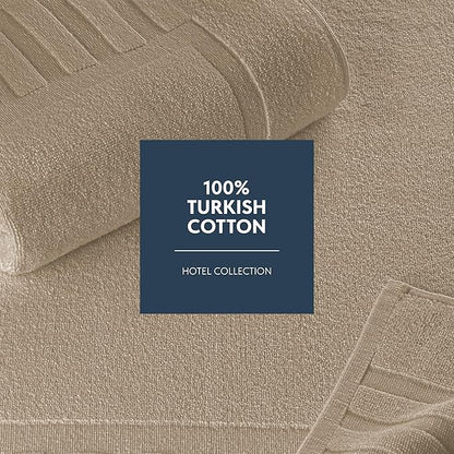 White Classic Luxury Bath Mat Floor Towel Set - Absorbent Cotton Hotel Spa Shower/Bathtub Mats [Not a Bathroom Rug] 22"x34" | 2 Pack | Taupe
