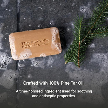 The Grandpa Soap Company Pine Tar Bar Soap for Men- Made With Pine Tar Oil, 3 in 1 Cleanser Deodorizer and Moisturizer, Dermatologist Tested, Safe for Sensitive Skin, 3.25 Oz, 3 Pack