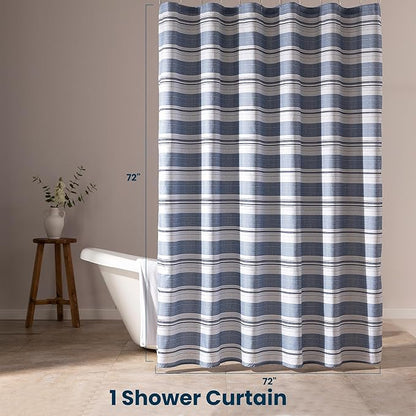 SLEEP ZONE Grey Striped Shower Curtain Waterproof Curtains for Bathroom Decor Bathtub Geometric Shower Curtain 72" × 72"