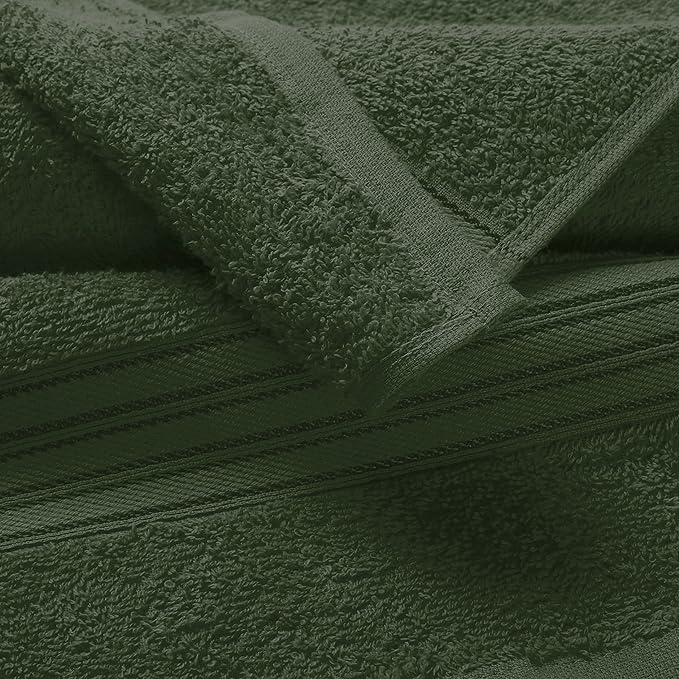 BOUTIQUO Ultra Soft Cotton Washcloths, Contains 12 Piece Face Cloths 12x12 inch, Ideal for Everyday use Face Towels, Compact & Lightweight Multi Purpose Washcloths - Olive Green