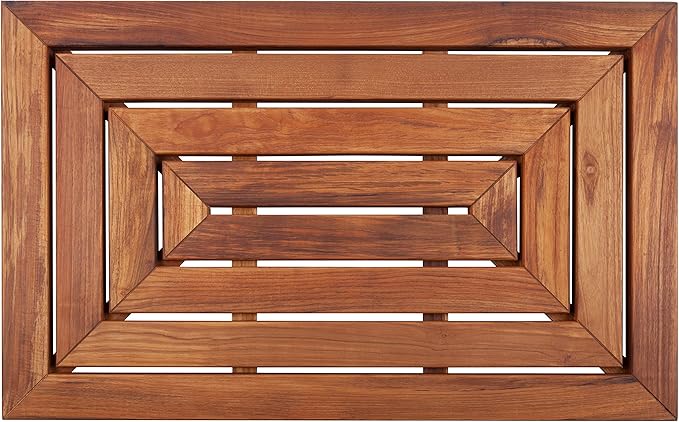 Nordic Style Premium Teak Shower and Bath Mat for Indoor and Outdoor Use - Non-Slip Wooden Platform for Spa, Sauna, Pool, Hot Tub - Flooring Decor and Protector (31.4" x 19.6", Oiled Finish)