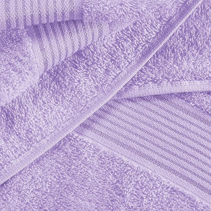 Belizzi Home 100% Cotton Towel Set, Contains 6 Soft Bath Towel, 6 Hand Towels, 12 Wash Cloths - Compact Absorbent Lightweight & Quickdry Towels for Bathroom - 24 Piece Bathroom Towel Set - Purple