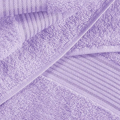 Belizzi Home 100% Cotton Towel Set, Contains 6 Soft Bath Towel, 6 Hand Towels, 12 Wash Cloths - Compact Absorbent Lightweight & Quickdry Towels for Bathroom - 24 Piece Bathroom Towel Set - Purple