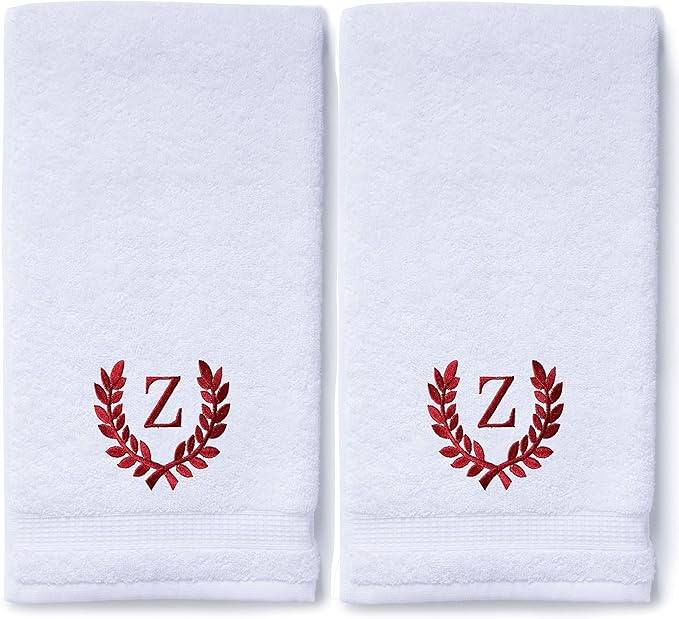 Decorative and Monogrammed Hand Towels for Bathroom Kitchen Makeup | Personalized Gift for Wedding-Bridal | Roman Font Custom Luxury Turkish Towel | Spa Collection, Oversized, 16 X 30 Inch, Set of 2