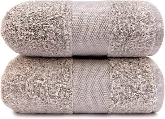 Maisonette Elegance 100% Organic Cotton Turkish Bath Sheets - Soft Absorbent Oversized Bathroom Towel - Ideal Quick Dry Extra Large Luxury Towel Set for Shower (35" x 70", 2 Pack) - Light Brown (Dune)
