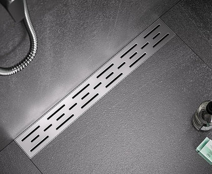 HEATGENE 36-Inch Linear Shower Drain in Brushed - Stainless Steel Rectangular Shower Floor Drain - Removable Decorative Cover - Adjustable Leveling Feet - CUPC Certified