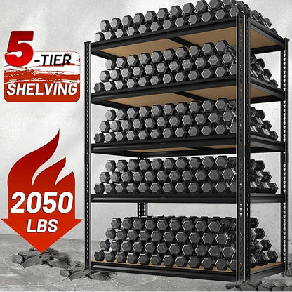 2050LBS Storage Shelves Heavy Duty 5 Tier Garage Storage Shelving, Adjustable Metal Shelving Unit Utility Rack Shelf for Warehouse, Pantry, Closet, Kitchen 72" H x 35.56" W x 16" D, Black