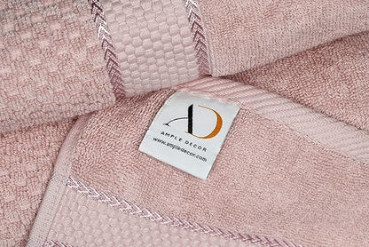Ample Decor 100% Cotton Soft Pink Washcloths Set of 5 - Super Soft, Quick-Dry, Highly Absorbent, Popcorn Textured - Mulaayam Collection - 12 X 12 Inch