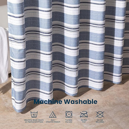 SLEEP ZONE Grey Striped Shower Curtain Waterproof Curtains for Bathroom Decor Bathtub Geometric Shower Curtain 72" × 72"