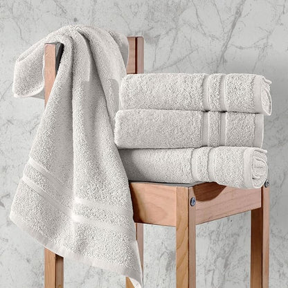 Hawmam Linen Ice Silver Hand Towels 4 Pack Turkish Cotton Premium Quality Soft and Absorbent Small Towels for Bathroom