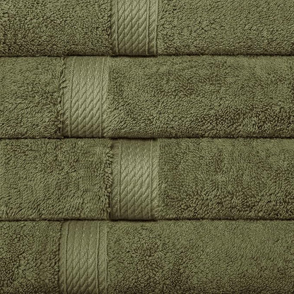 Superior Egyptian Cotton Pile Hand Towel Set of 4, Ultra Soft Luxury Towels, Thick Plush Essentials, Absorbent Heavyweight, Guest Bath, Hotel, Spa, Home Bathroom, Shower Basics, Forest Green