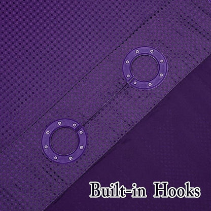 Gibelle Long Shower Curtain 72x80, Waffle Weave Bathroom Shower Curtain with Snap-in Fabric Liner Set, No Hooks Needed, Hotel Style with Mesh Top Window, Purple