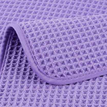 POLYTE 430 GSM Microfiber Lint Free Washcloth Face Towel, 13 x 13 in, 4 Pack (Waffle Weave)