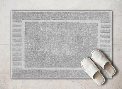 White Classic Luxury Bath Mat Floor Towel Set - Absorbent Cotton Hotel Spa Shower/Bathtub Mats [Not a Bathroom Rug] 22"x34" | 2 Pack | Dolphin Grey