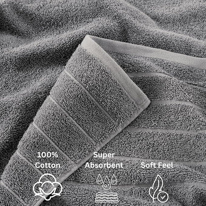 Casa Platino 100% Cotton Bathroom Towels Set – 24 Pc Collection – Plush Ring Spun Towels, Soft & Absorbent, Great for Salon, Spa or Home Use, Includes 6 Towel Types – Ultimate Grey
