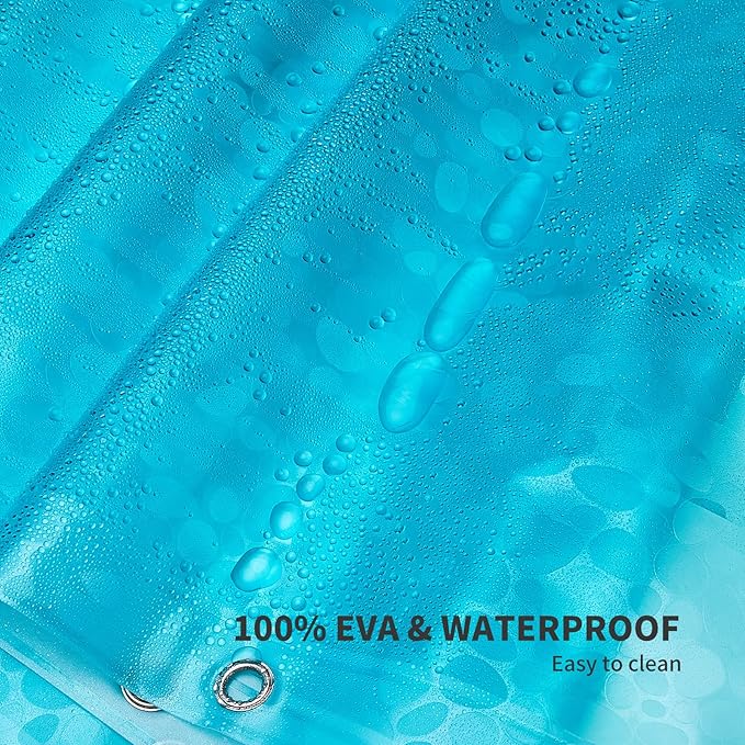 Bostofy Shower Curtain Liner Heavy Duty EVA, Waterproof Shower Liner with 12 Rust Proof Metal Grommets and 3 Weighted Magnet, 72 x 72 Inches Bathroom Shower Curtain, Teal