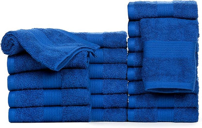 Ample Decor Wash Cloths, 600 GSM 100% Cotton Soft Absorbent Ideal for Bathroom, Pool, Spa - Set of 20, Navy Blue
