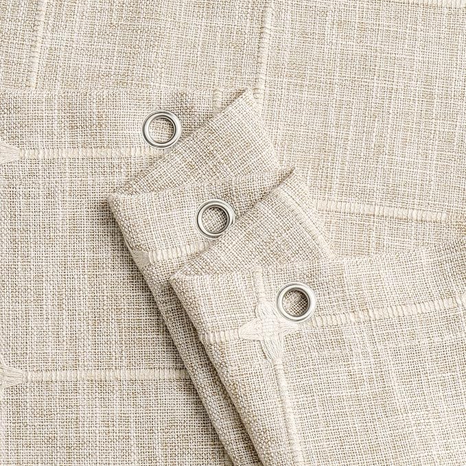 MitoVilla Boho Farmhouse Shower Curtain Set, Modern Boho Shower Curtains for Bathroom Decor, Tan Brown Polyester Linen Fabric Shower Curtain, Rustic Neutral Weave Cloth Shower Curtain, Taupe, 72 x 72