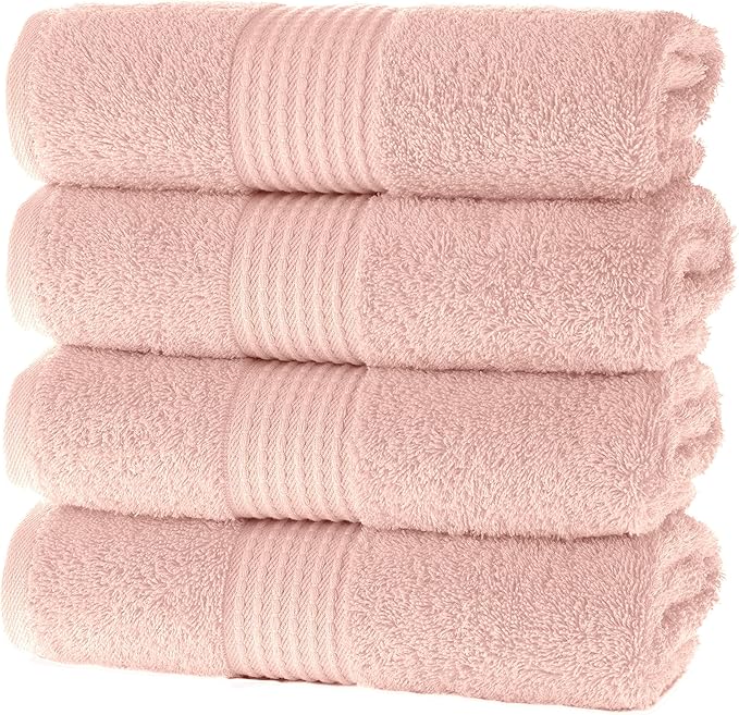MAURA Basics Hand Towels for Bathroom with Hanging Hook Loops. Soft, Durable, Long Lasting and Absorbent Hand Towel Sets for Bathroom, American Standard Size 16"x28", Pink