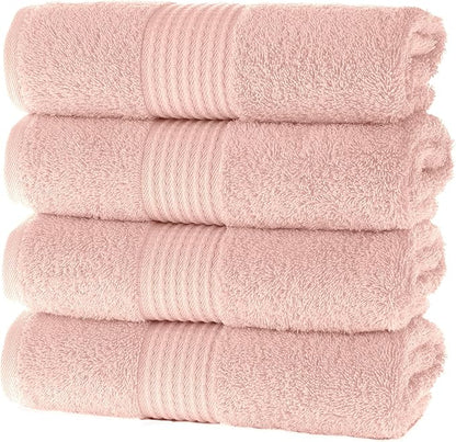MAURA Basics Hand Towels for Bathroom with Hanging Hook Loops. Soft, Durable, Long Lasting and Absorbent Hand Towel Sets for Bathroom, American Standard Size 16"x28", Pink