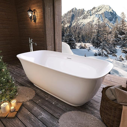 59" Acrylic Free Standing Tub, Stand Alone Tub, Freestanding Bathtub, Soaking Bathtub, cUPC Certified, PE(Glossy White)