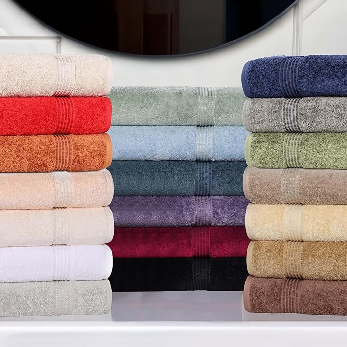 Superior Egyptian Cotton 6-Piece Towel Set, Bathroom Essentials, Towels For Bathroom, Apartment, Airbnb, Guest Bath, Face, Hand, Bath Towels, Washcloths, Absorbent, Fast Drying, White