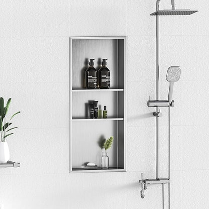 Neodrain 12X30 in Shower Niche, 3 Layers Brushed Wall Niche Stainless Steel Recessed Cubby NO Tile Needed Recessed Niche Shower for Bathroom Storage
