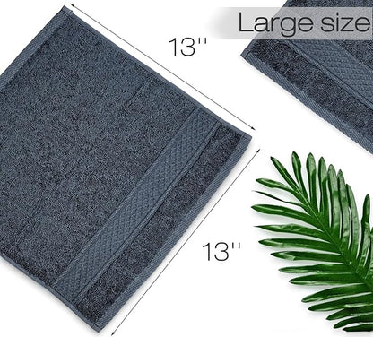 Cleanbear Extra Soft Wash Cloths Washcloths Set 6-Pack 13 x 13 Inches, Highly Absorbent Facecloths (Dark Gray)