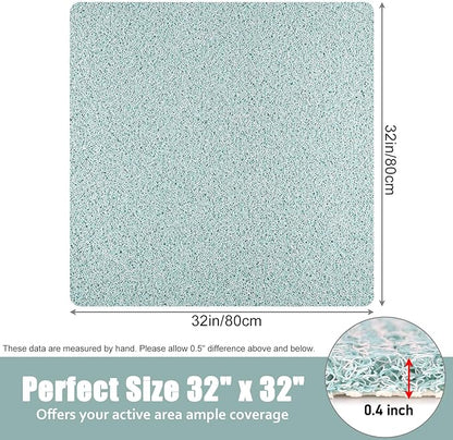 Shower Mat Non Slip - 32x32 Inch Soft Comfort Bath Mat with Drainage Holes, PVC Loofah Massage Bathmat for Shower, Tub, Bathroom, Wet Areas, Quick Drying