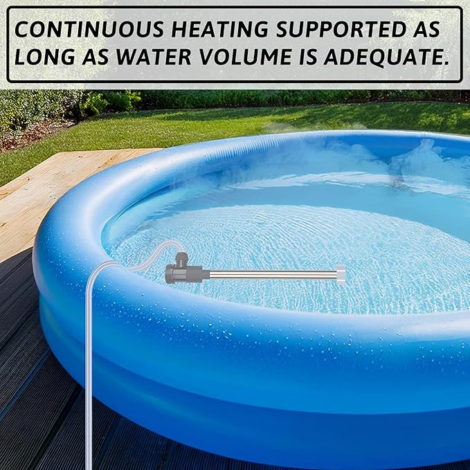 1800W Immersion Water Heater Portable Electric Bathtub & Pool Submersible Water Heater with Temp Control for Bucket, inflatable pool, baptistry, spa tub, above ground pool & Hot Tub