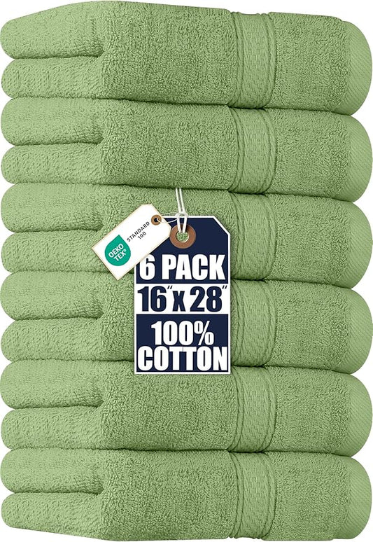 Utopia Towels 6 Pack Premium Hand Towels Set, 16 by 28 inches, 100% Ring Spun Cotton, Ultra Soft and Highly Absorbent 600GSM Towels for Bathroom, Gym, Shower, Hotel, and Spa, Sage Green