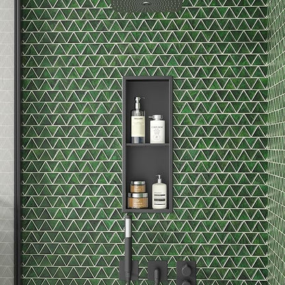 Stainless Steel Shower Niche Matte Black 8"×24" with 2-Tiers Shelf No Tiled Needed Niche Shower for Bathroom Wall Storage Recessed Metal Shower Shelf Over-Mounted Installation