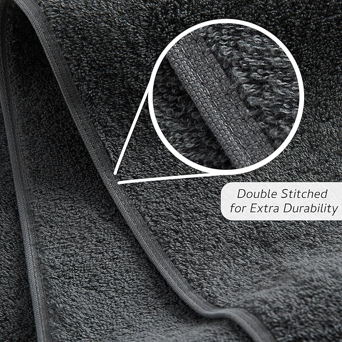 Premium 6 Piece Towel Set, 2 Bath Towel, 2 Hand Towels, 2 Washcloths, 100% Turkish Cotton Soft Absorbent Towels (Dark Grey, 6 Piece Towel Set)