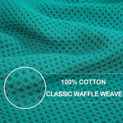Homaxy 100% Cotton Waffle Weave Kitchen Dish Towels, Ultra Soft Absorbent Quick Drying Cleaning Towel, 13 x 28 Inches, 6-Pack, Teal