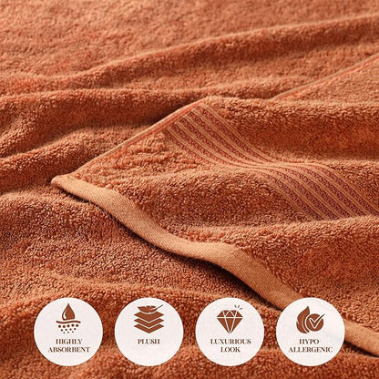 Superior Egyptian Cotton Face Towel/Washcloth Set, Small Towels for Home Bathroom, Master Bath, Decor Essentials, Quick Dry, Absorbent, Spa, Hotel, Resort, Adult, Kids, Set of 10, Caramel Brown