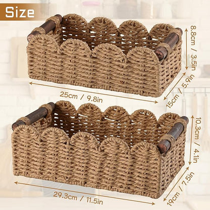 Storage Basket Wicker Baskets for Organizing Toilet Paper Storage Basket for Toilet Tank Top,Cream