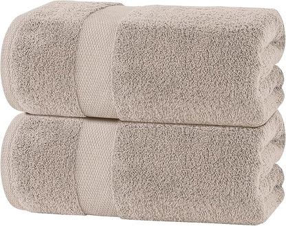 White Classic Luxury Soft Bath Sheet Towels - 650 GSM Cotton Luxury Towels Extra Large 35x70 | Highly Absorbent and Quick Dry | Hotel Quality, Taupe, 2 Pack