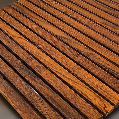 Nordic Style Premium Teak Shower and Bath Mat for Indoor and Outdoor Use - Non-Slip Wooden Platform for Spa, Sauna, Pool, Hot Tub - Flooring Decor and Protector (24" x 24", Oiled Finish)