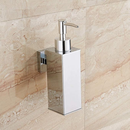 BGL Hand Soap Dispenser Stainless Steel 304 Wall Mount Chrome Soap Dispenser Holder for Bathroom (Chrome, Square)