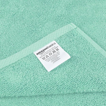 Amazon Basics 100% Cotton Quick-Dry Lightweight Moisture Absorbing Bath Towel, 2 Count, Seafoam Green, 54" x 30" (Pack of 12)