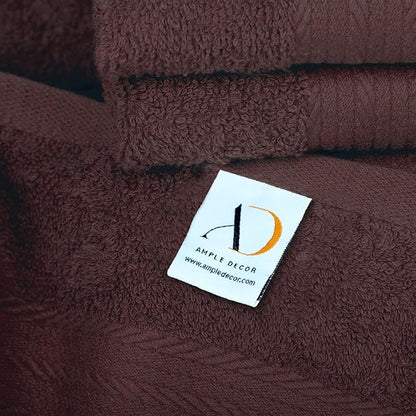 Ample Decor Hand Towel for Bathroom 18 X 28 Inch 600 GSM 100% Cotton, Soft Absorbent - 2 Pcs Brown