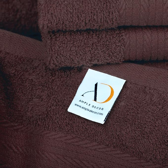 Ample Decor Hand Towel 18 X 28 Inch Pack of 52 600 GSM 100% Cotton, Soft Absorbent Thick Durable Premium Quality, for Hotel, Bathroom, Spa, Daily Use, Gym - Machine Washable - Brown