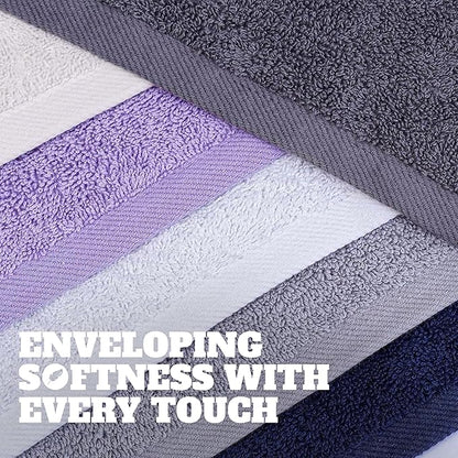 Wealuxe Multi Washcloths 48 Pack - 600 GSM 100% Ring-Spun Cotton Wash Cloths for Showering, Highly Absorbent and Soft | 12x12 Inches