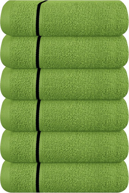 MyOwn Ultra Soft Cotton 6 -Piece Hand Towel Set 16x24 Inch, Ideal for use in Bathroom, Kitchen, Gym, Spa & General Cleaning, Compact & Lightweight Multi Purpose Hand Towels - Kiwi Green